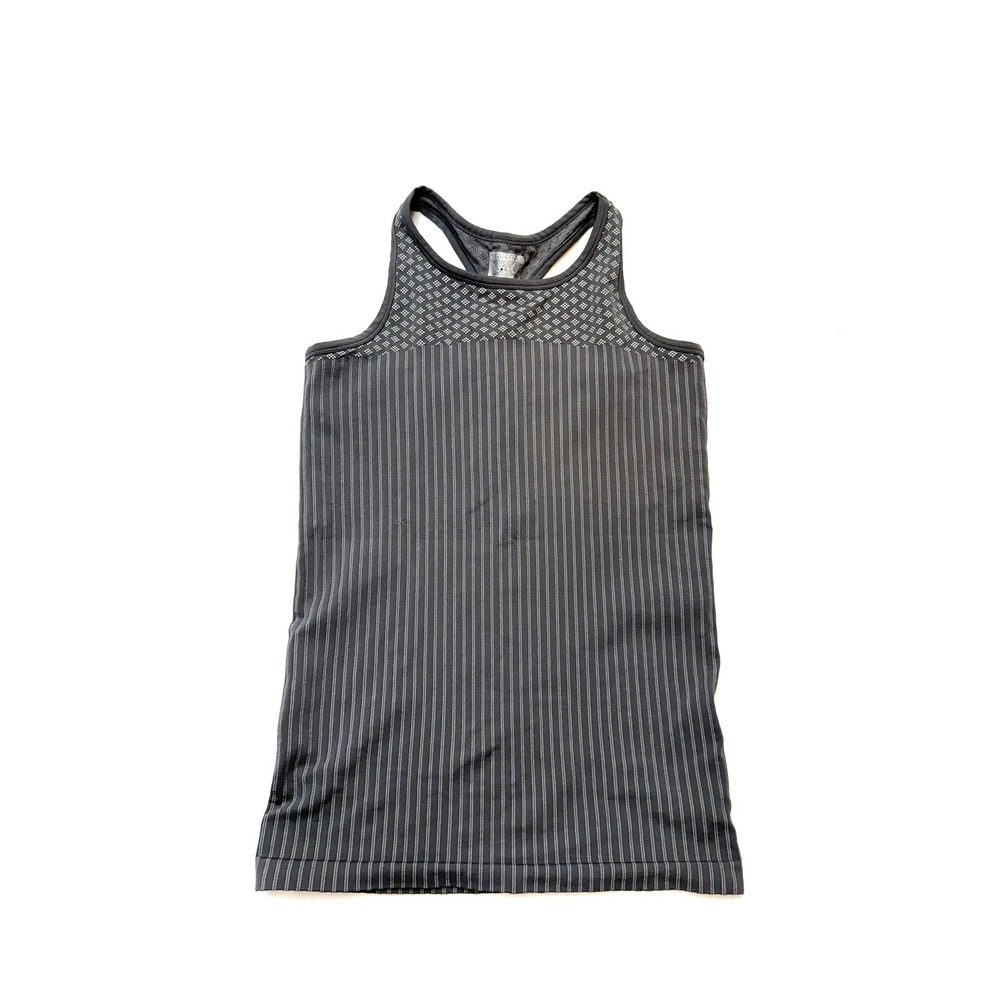 ATHLETA Womens Medium Dark Gray Stripe Seamless Unlined Racerback Tank Top V20